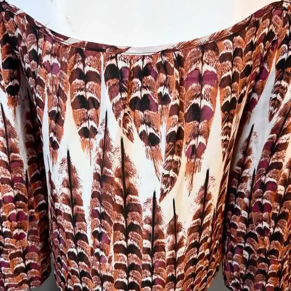 Show Me Your Mumu top small feather print off shoulder festival boho - Picture 6 of 9